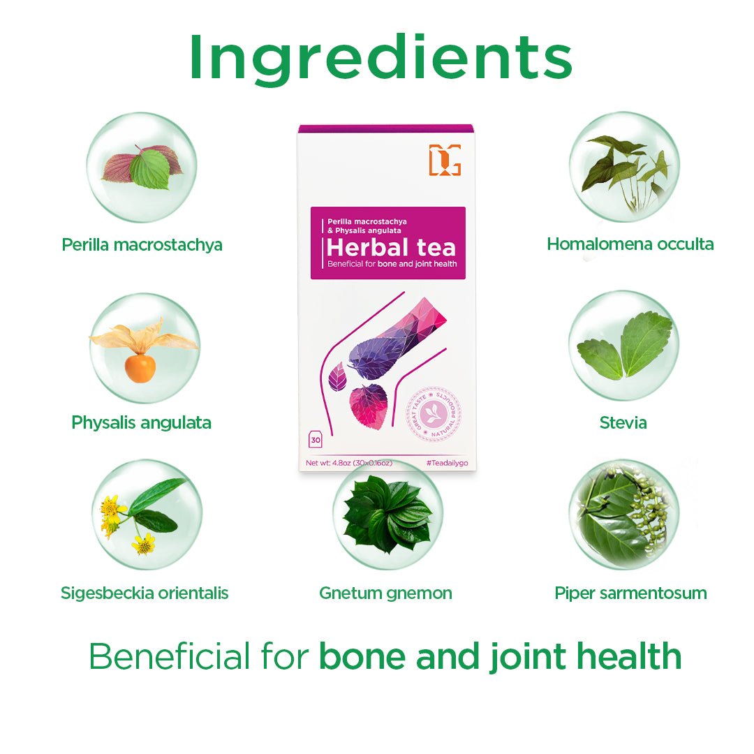 Joint and Gout Support Herbal Tea with Perilla and Physalis | 30 Tea Bags | Natural Herbs for Bone and Joint Health - TDG Tea