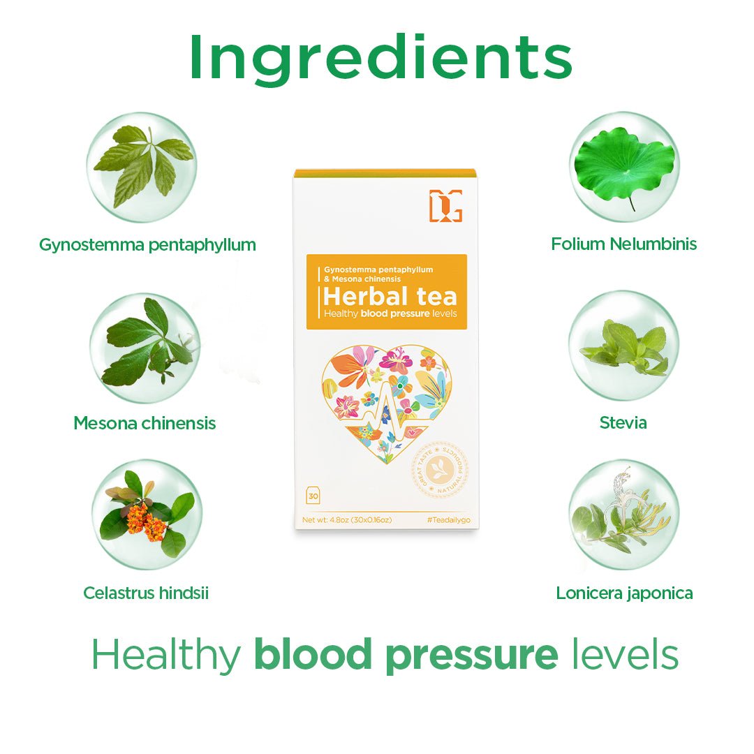 Blood Pressure Support Herbal Tea with Gynostemma and Grass Jelly | 30 Tea Bags | Naturally Helps Maintain Healthy Blood Pressure and Heart Health - TDG Tea