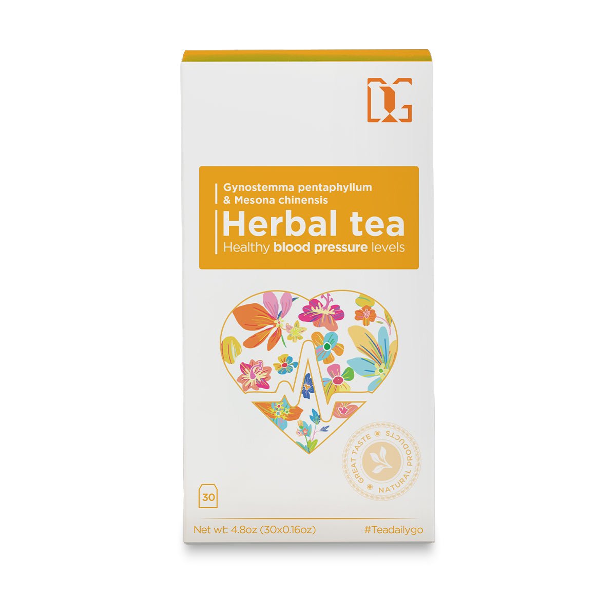 Blood Pressure Support Herbal Tea with Gynostemma and Grass Jelly | 30 Tea Bags | Naturally Helps Maintain Healthy Blood Pressure and Heart Health - TDG Tea