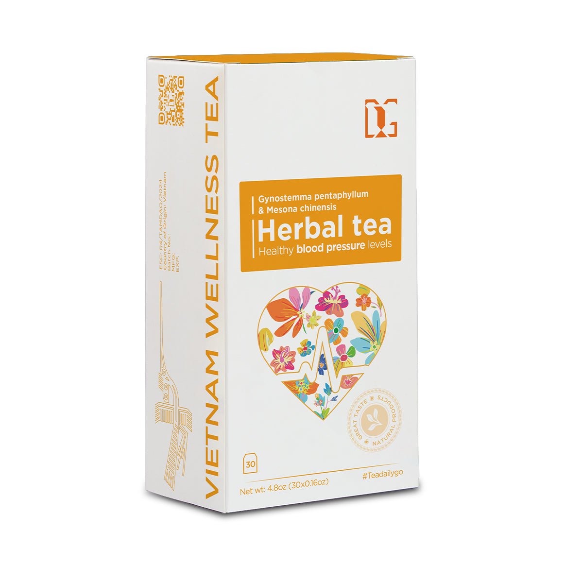 Blood Pressure Support Herbal Tea with Gynostemma and Grass Jelly | 30 Tea Bags | Naturally Helps Maintain Healthy Blood Pressure and Heart Health - TDG Tea