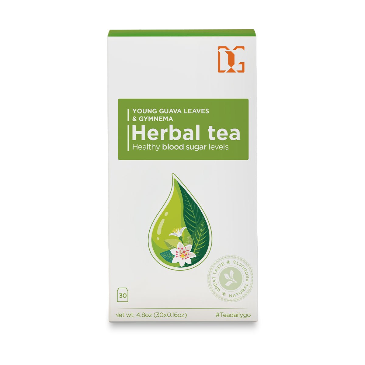 Blood Sugar Support Herbal Tea with Guava Leaf and Gymnema | 30 Tea Bags | Natural Blood Glucose Balance and Diabetes Care - TDG Tea