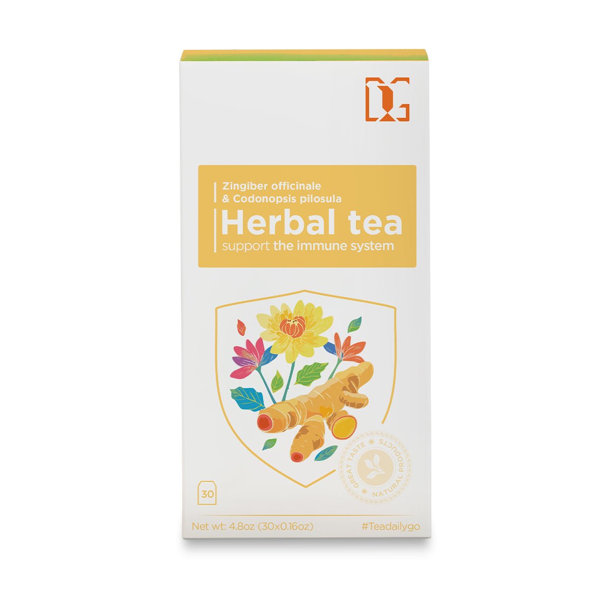 Immune Boosting Ginger Herbal Tea with Codonopsis and Cinnamon | 30 Tea Bags | Supports Digestion, Immunity, and Natural Anti - Inflammation - TDG Tea