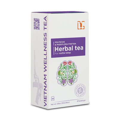 Relaxing Herbal Tea with Passionflower and Polyscias | 30 Tea Bags | Promotes Deep Sleep, Reduces Stress, and Supports Relaxation - TDG Tea